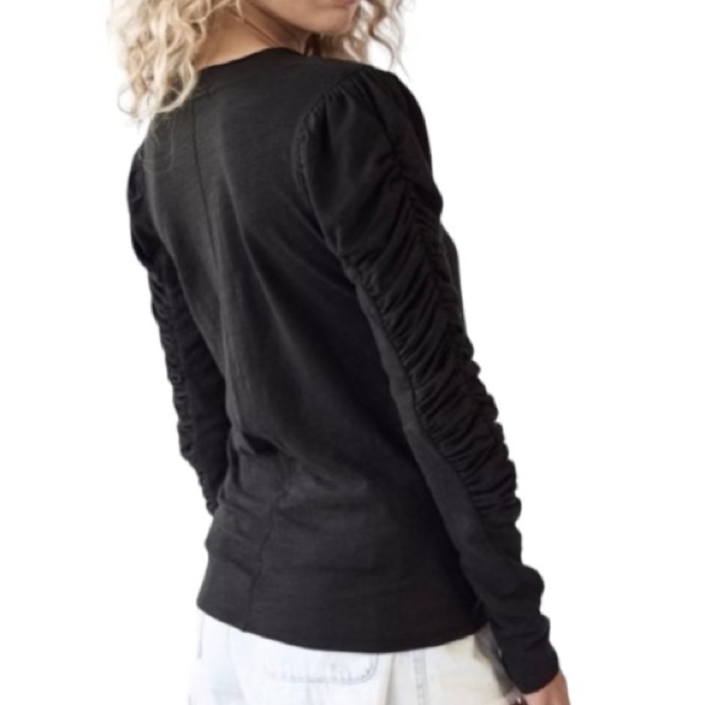 NWOT Free People Natasha Ruched Sleeve Top - Picture 2 of 8